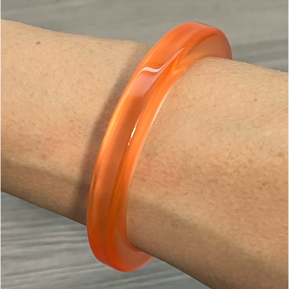 Vintage Plastic Lucite Bangle Bracelet, Neon Orange, Retro